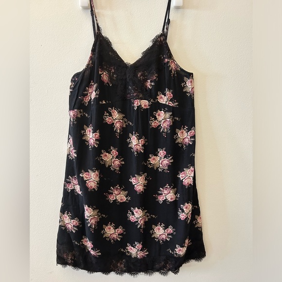 American Eagle black floral spaghetti straps slip dress - Picture 1 of 6